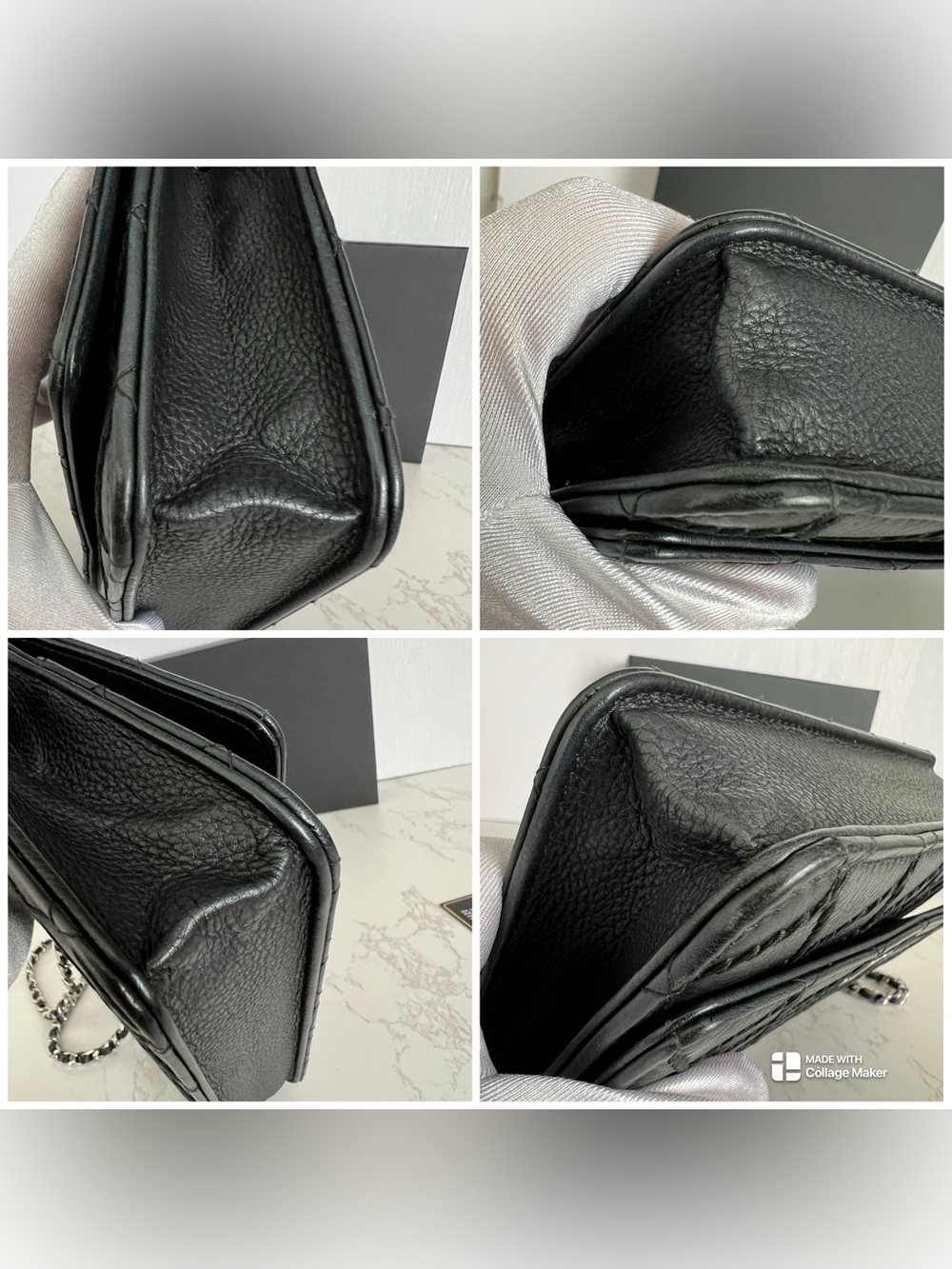 Chanel Whipstitch Wallet on Chain WOC in Black Calfskin and Silver Tone Hardware - Picture 12 of 16
